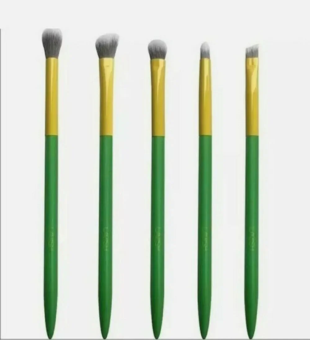 LAVISH Essential Eye Collection 5-Handcrafted Brushes Vegan Green/Yellow